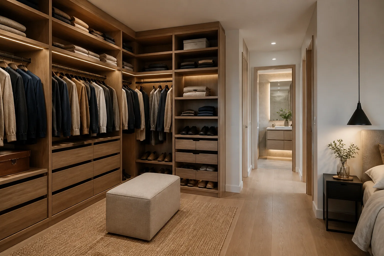 Vestidores a medida para anexo compacto al dormitorio en Torremolinos